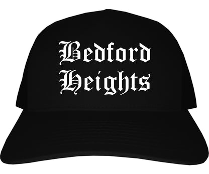 Bedford Heights Ohio OH Old English Mens Trucker Hat Cap Black