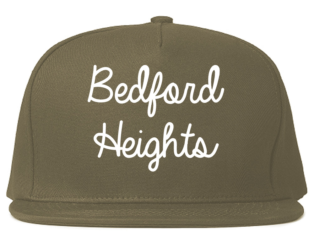 Bedford Heights Ohio OH Script Mens Snapback Hat Grey