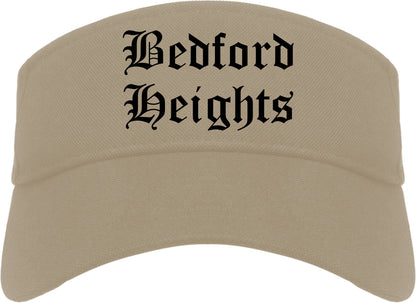 Bedford Heights Ohio OH Old English Mens Visor Cap Hat Khaki