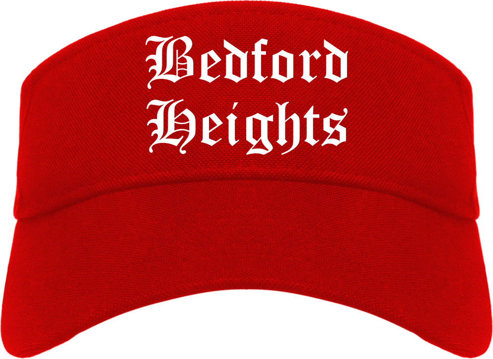 Bedford Heights Ohio OH Old English Mens Visor Cap Hat Red