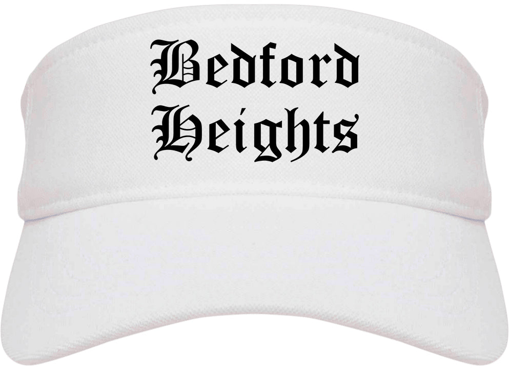 Bedford Heights Ohio OH Old English Mens Visor Cap Hat White