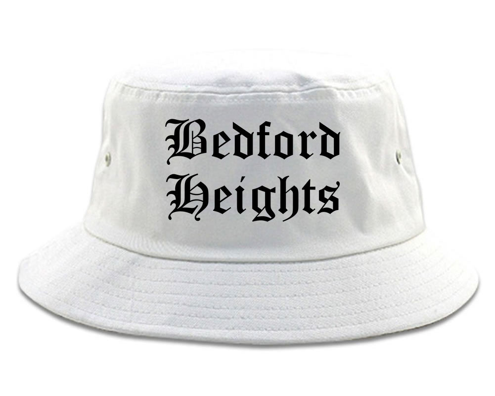 Bedford Heights Ohio OH Old English Mens Bucket Hat White