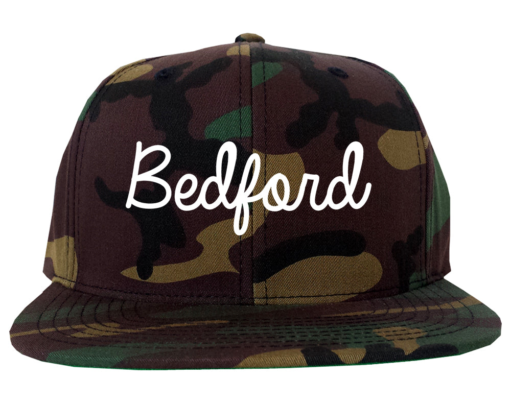 Bedford Indiana IN Script Mens Snapback Hat Army Camo