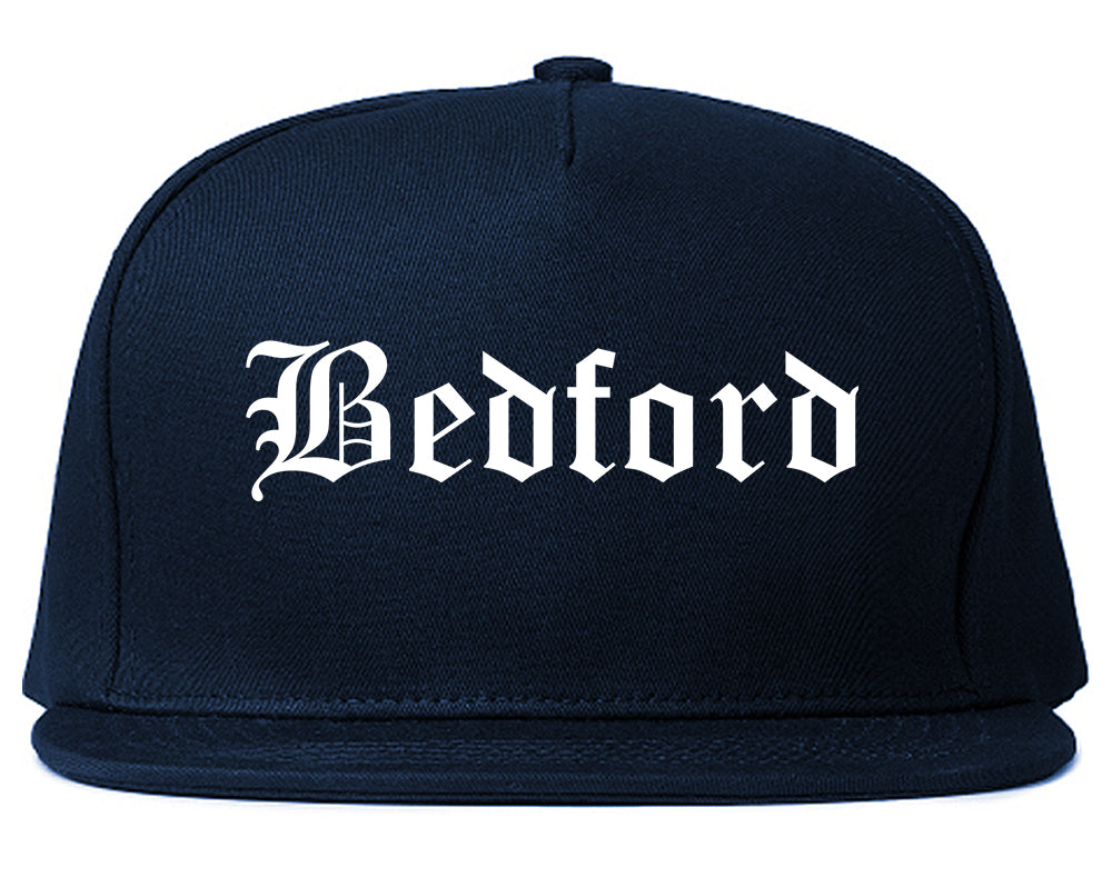 Bedford Ohio OH Old English Mens Snapback Hat Navy Blue
