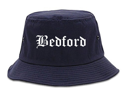 Bedford Ohio OH Old English Mens Bucket Hat Navy Blue