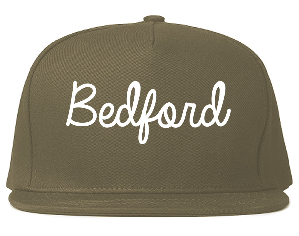 Bedford Ohio OH Script Mens Snapback Hat Grey