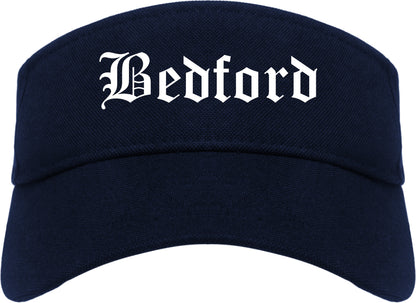 Bedford Ohio OH Old English Mens Visor Cap Hat Navy Blue