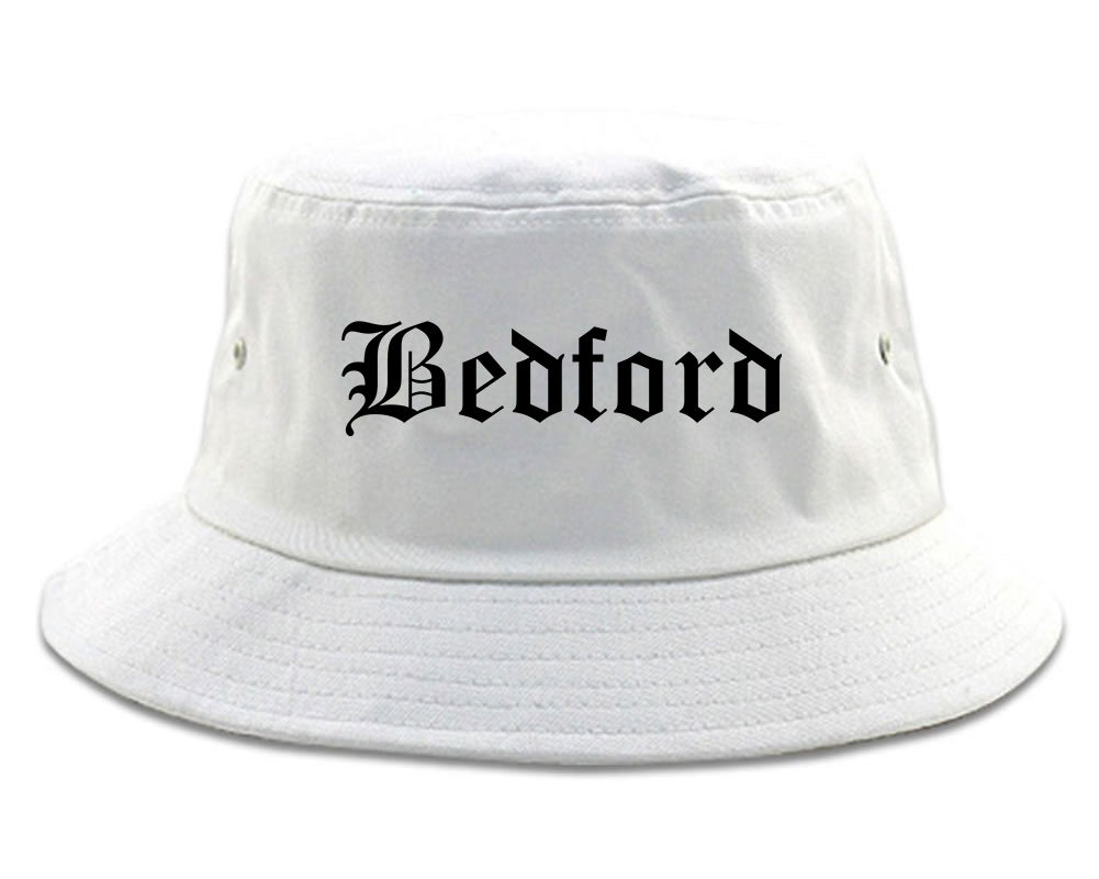 Bedford Ohio OH Old English Mens Bucket Hat White