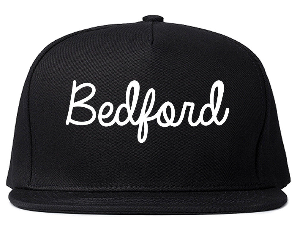 Bedford Texas TX Script Mens Snapback Hat Black