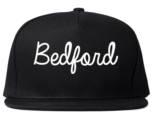 Bedford Texas TX Script Mens Snapback Hat Black