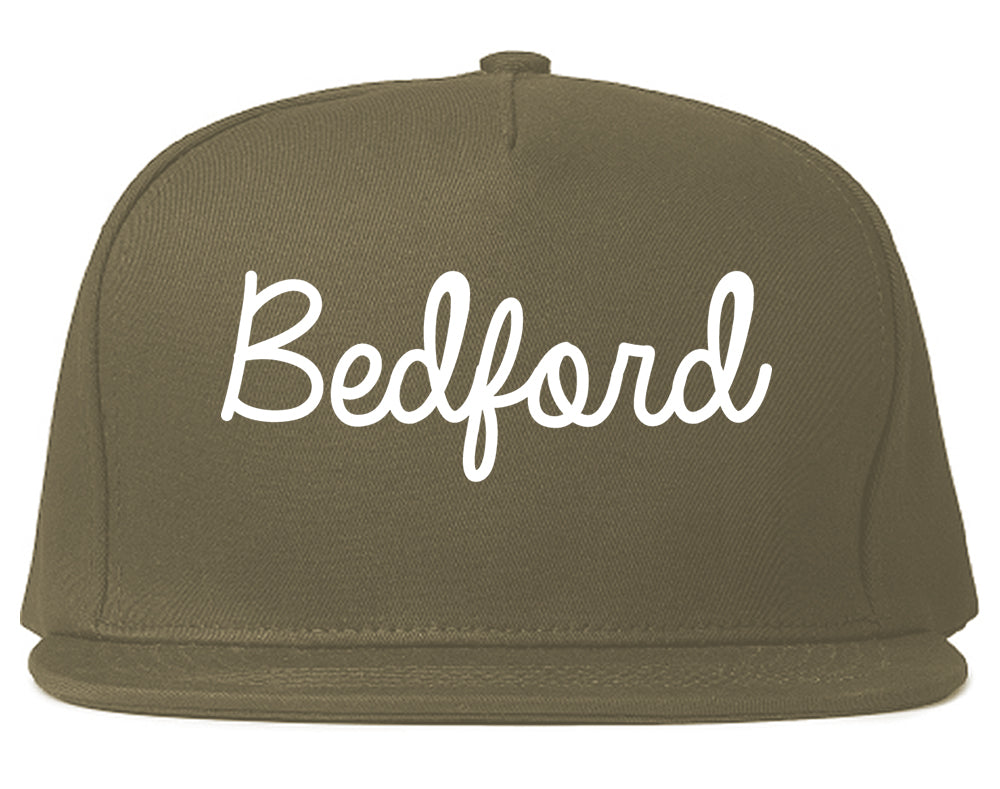 Bedford Texas TX Script Mens Snapback Hat Grey