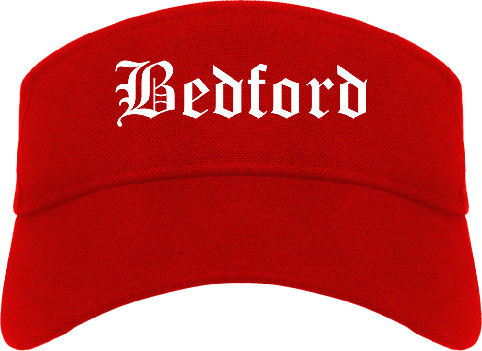 Bedford Texas TX Old English Mens Visor Cap Hat Red