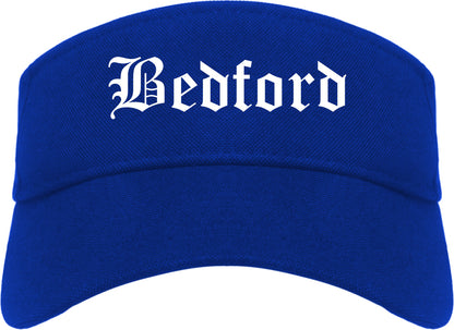 Bedford Texas TX Old English Mens Visor Cap Hat Royal Blue