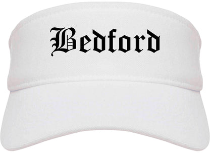 Bedford Texas TX Old English Mens Visor Cap Hat White