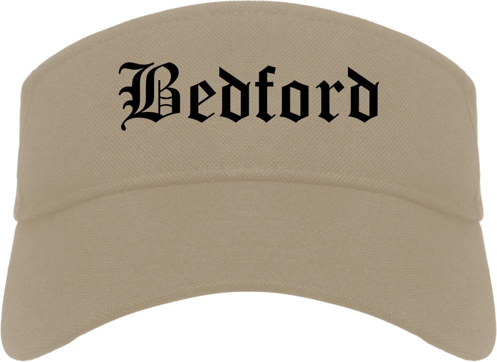 Bedford Virginia VA Old English Mens Visor Cap Hat Khaki