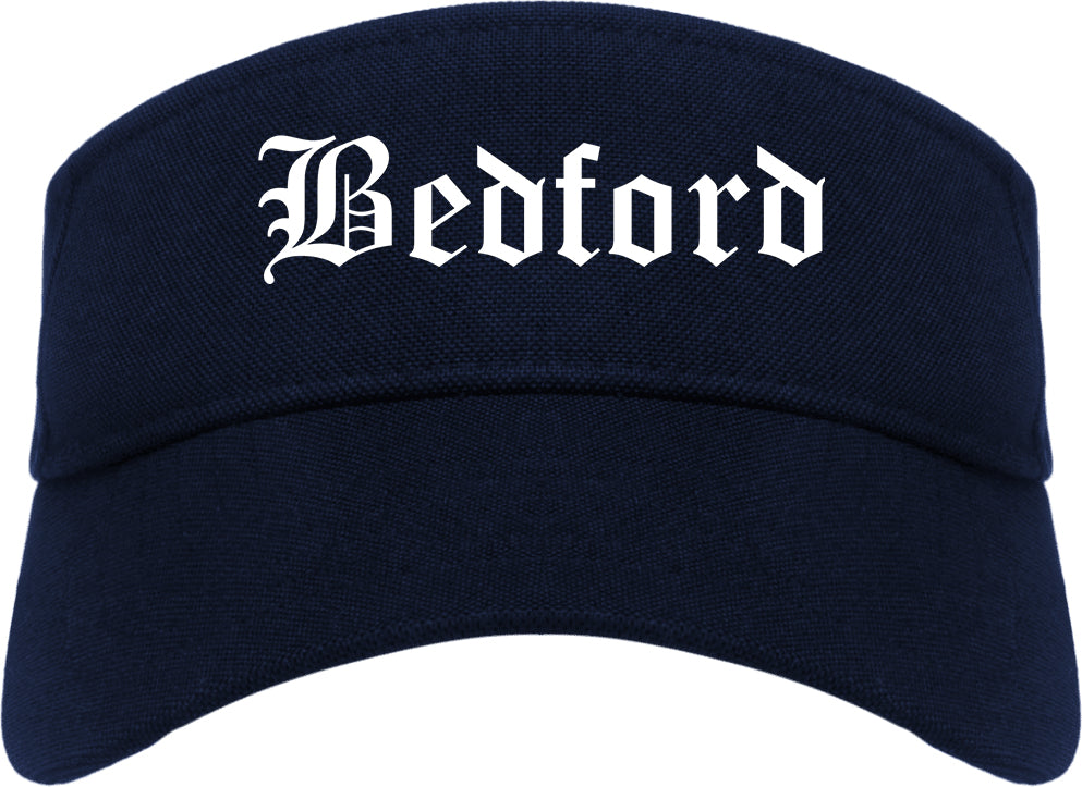 Bedford Virginia VA Old English Mens Visor Cap Hat Navy Blue