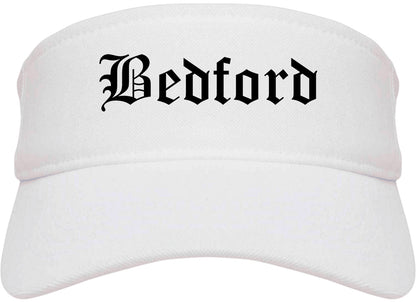 Bedford Virginia VA Old English Mens Visor Cap Hat White