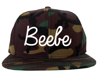 Beebe Arkansas AR Script Mens Snapback Hat Army Camo