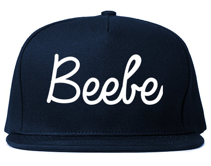 Beebe Arkansas AR Script Mens Snapback Hat Navy Blue