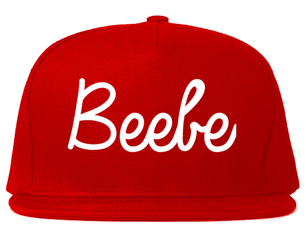 Beebe Arkansas AR Script Mens Snapback Hat Red