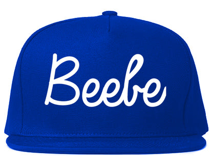 Beebe Arkansas AR Script Mens Snapback Hat Royal Blue