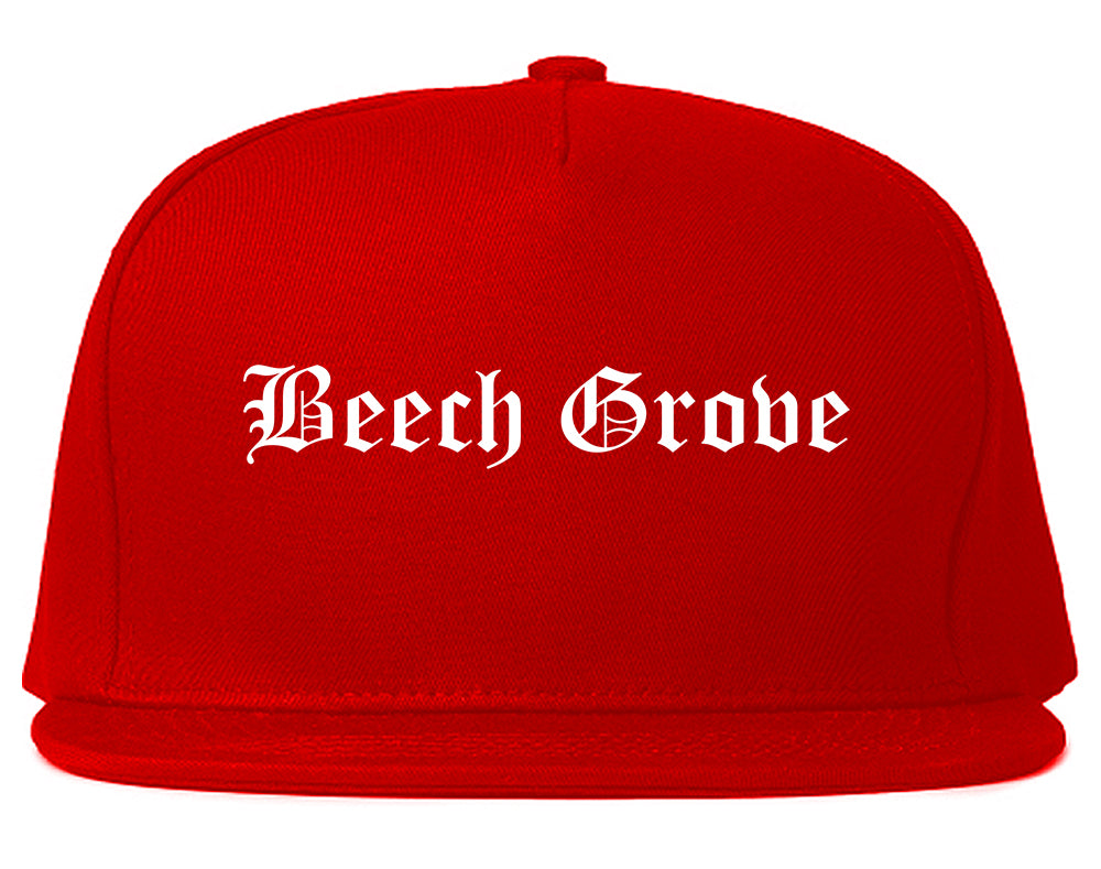 Beech Grove Indiana IN Old English Mens Snapback Hat Red