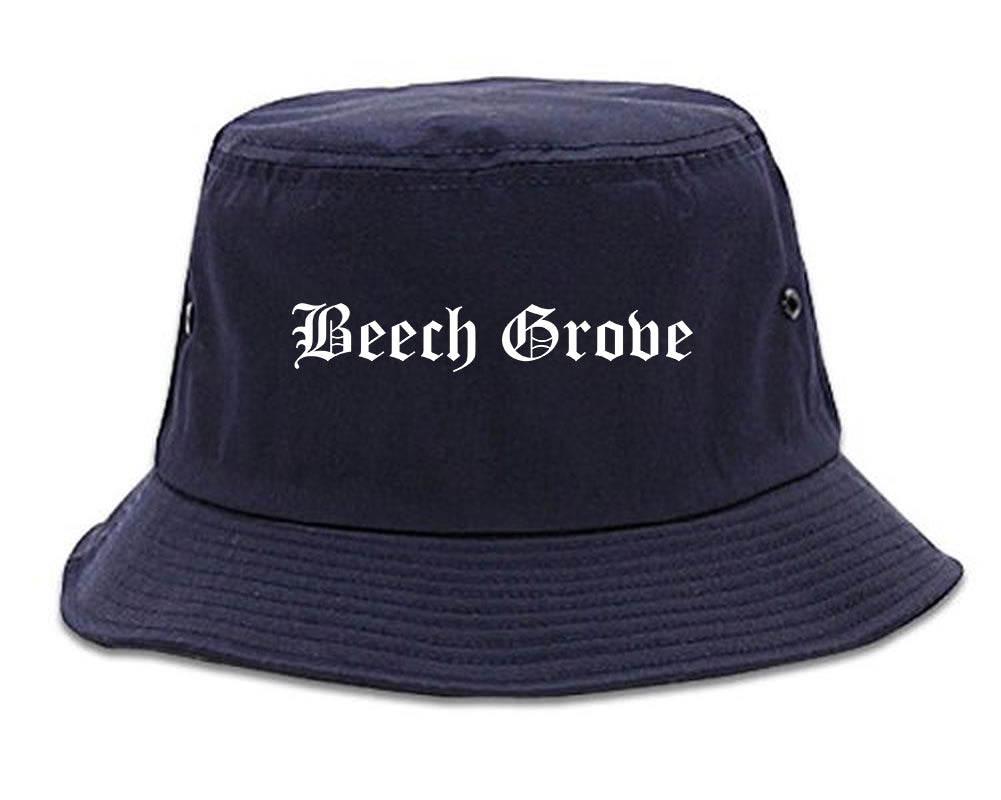 Beech Grove Indiana IN Old English Mens Bucket Hat Navy Blue