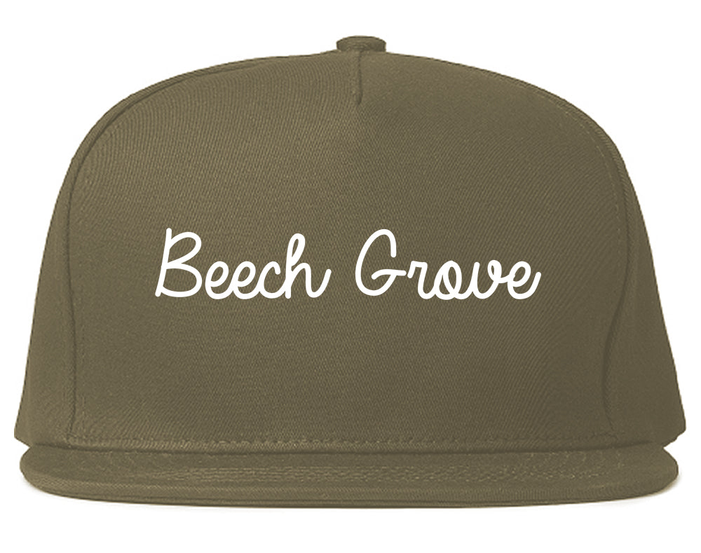 Beech Grove Indiana IN Script Mens Snapback Hat Grey