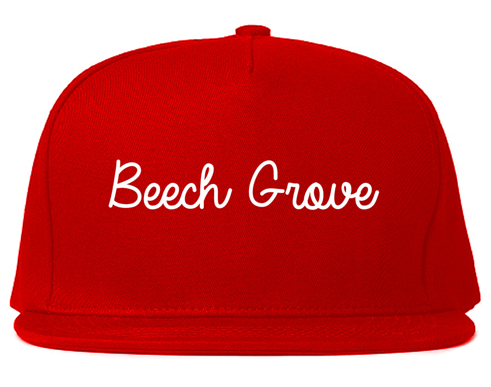 Beech Grove Indiana IN Script Mens Snapback Hat Red