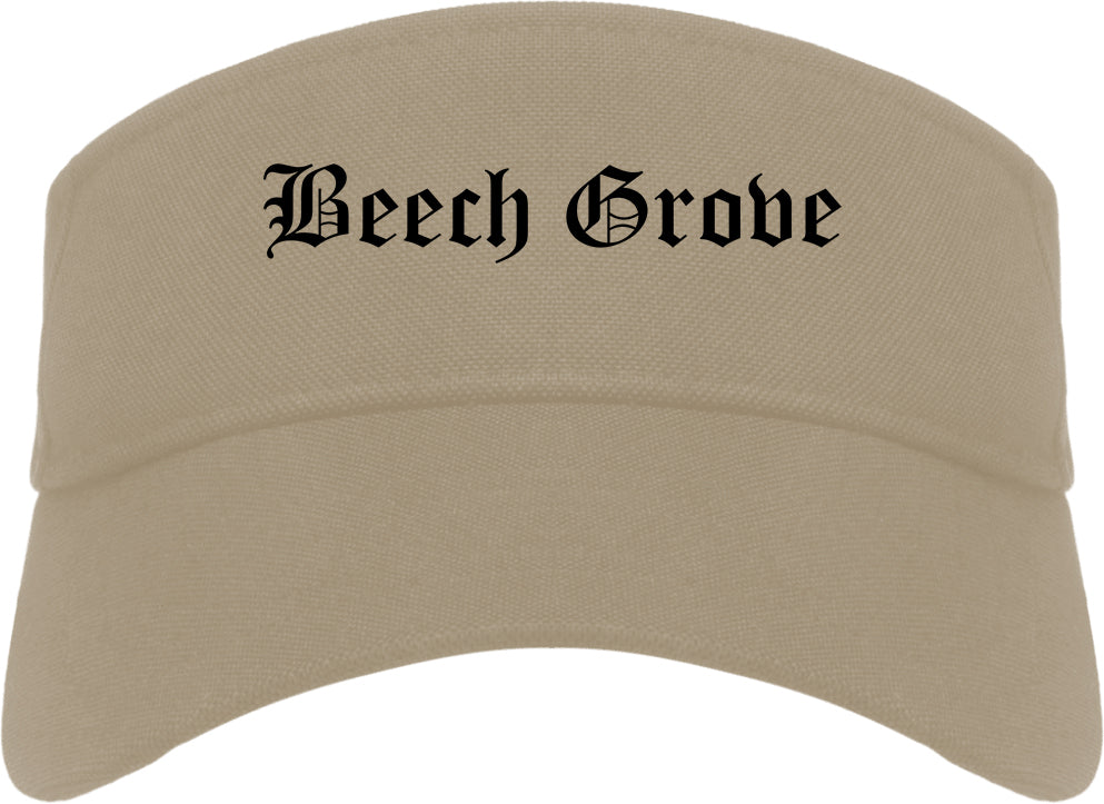 Beech Grove Indiana IN Old English Mens Visor Cap Hat Khaki