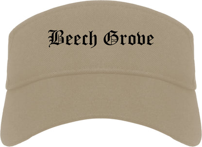 Beech Grove Indiana IN Old English Mens Visor Cap Hat Khaki