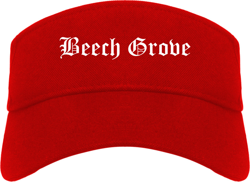 Beech Grove Indiana IN Old English Mens Visor Cap Hat Red
