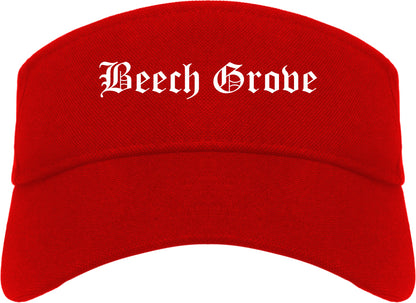 Beech Grove Indiana IN Old English Mens Visor Cap Hat Red