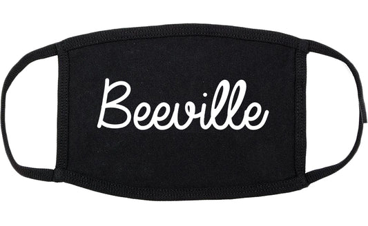Beeville Texas TX Script Cotton Face Mask Black
