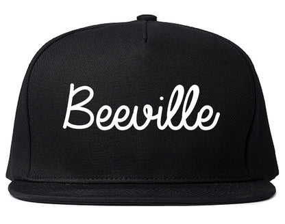 Beeville Texas TX Script Mens Snapback Hat Black