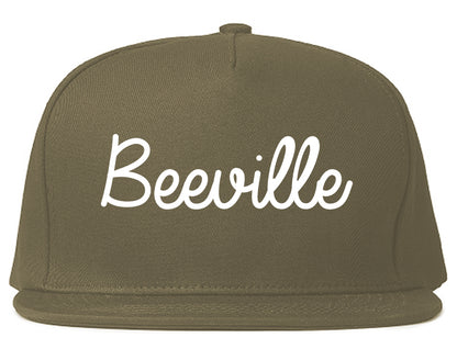 Beeville Texas TX Script Mens Snapback Hat Grey