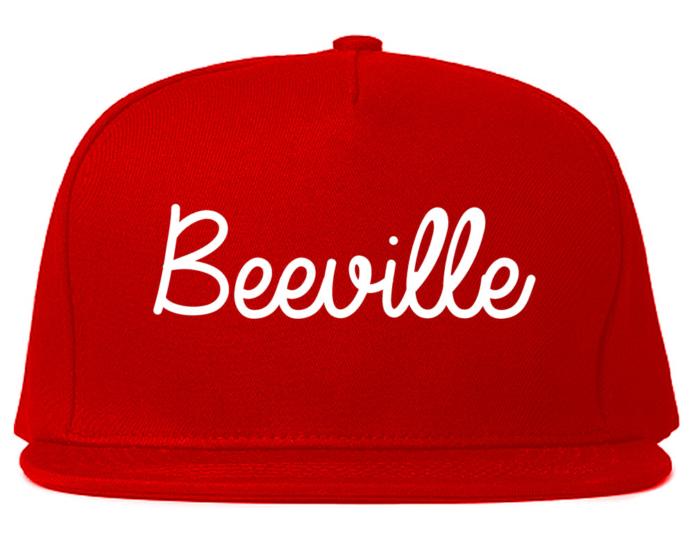 Beeville Texas TX Script Mens Snapback Hat Red