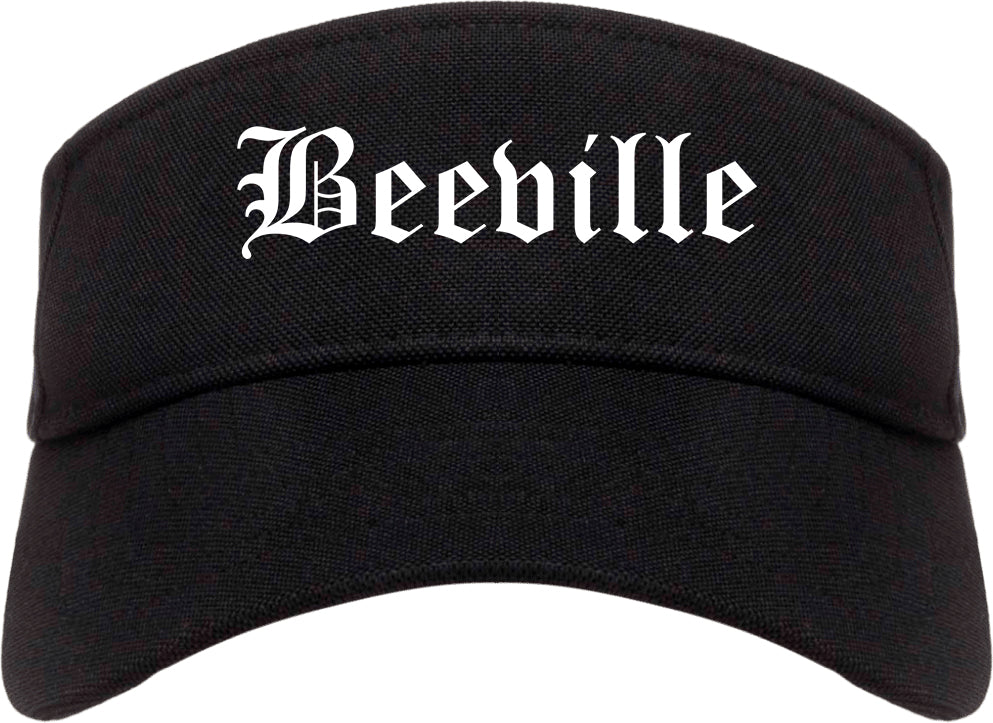 Beeville Texas TX Old English Mens Visor Cap Hat Black