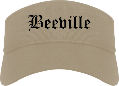 Beeville Texas TX Old English Mens Visor Cap Hat Khaki
