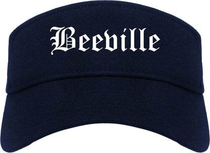 Beeville Texas TX Old English Mens Visor Cap Hat Navy Blue