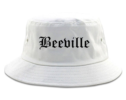 Beeville Texas TX Old English Mens Bucket Hat White