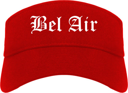Bel Air Maryland MD Old English Mens Visor Cap Hat Red
