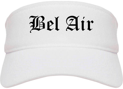 Bel Air Maryland MD Old English Mens Visor Cap Hat White