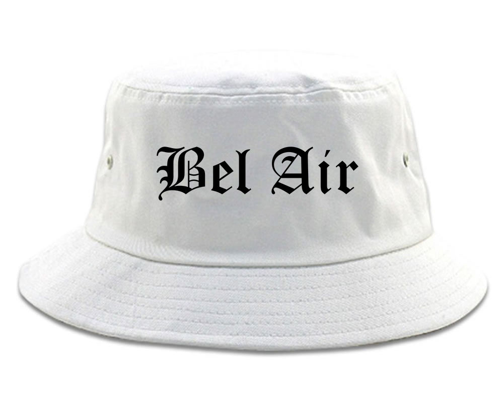 Bel Air Maryland MD Old English Mens Bucket Hat White