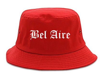 Bel Aire Kansas KS Old English Mens Bucket Hat Red