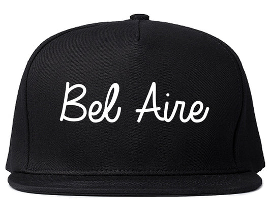 Bel Aire Kansas KS Script Mens Snapback Hat Black