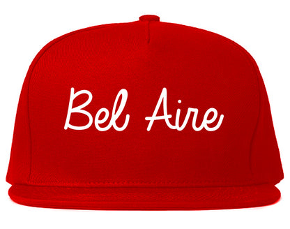 Bel Aire Kansas KS Script Mens Snapback Hat Red