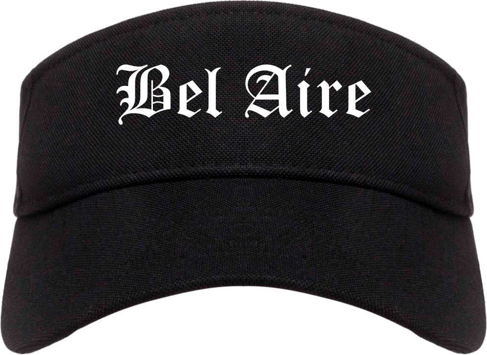 Bel Aire Kansas KS Old English Mens Visor Cap Hat Black