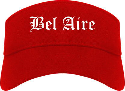 Bel Aire Kansas KS Old English Mens Visor Cap Hat Red