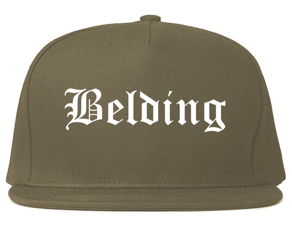 Belding Michigan MI Old English Mens Snapback Hat Grey